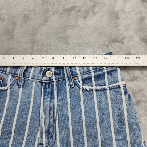 Abercrombie & Fitch Shorts Womens 27/4 Blue Striped Annie High Rise Cutoff Denim - Picture 4 of 10